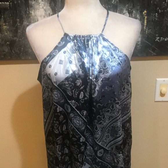 Elegant Satin Look Halter Neck Asymmetrical Hem Dress-Size M - Picture 5 of 8